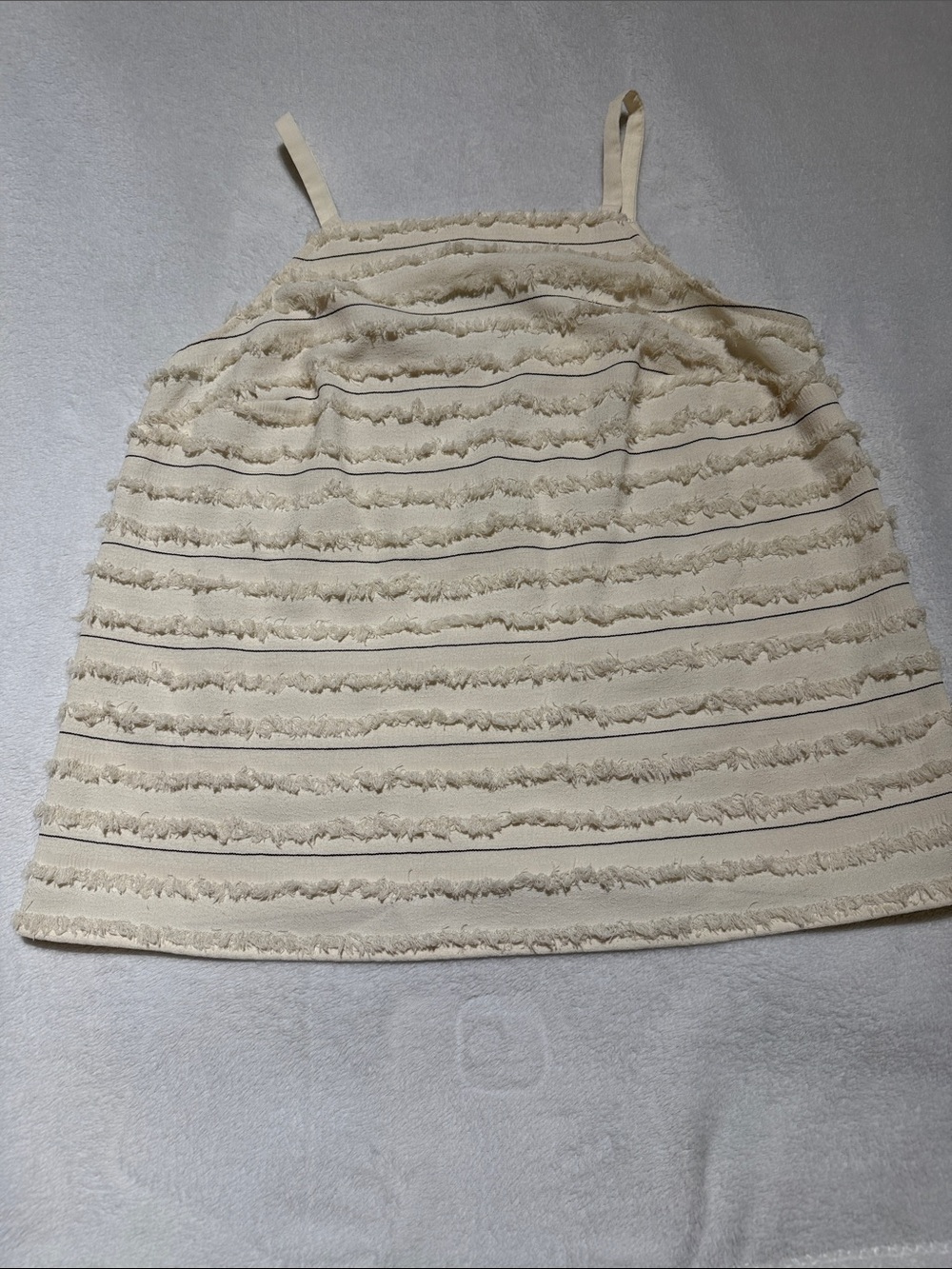 Anthropologie Ivory Textured Fringe-Strip Camisole